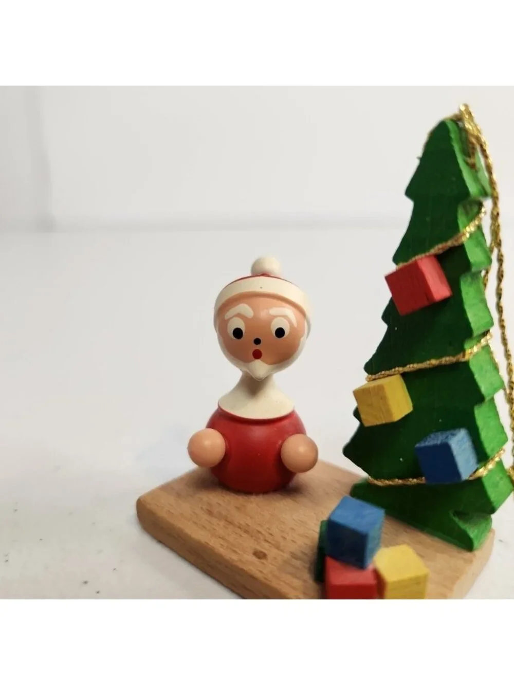 Goula Wood Santa Tree Christmas Ornament Wooden St Nick Vintage Mid Century 60s